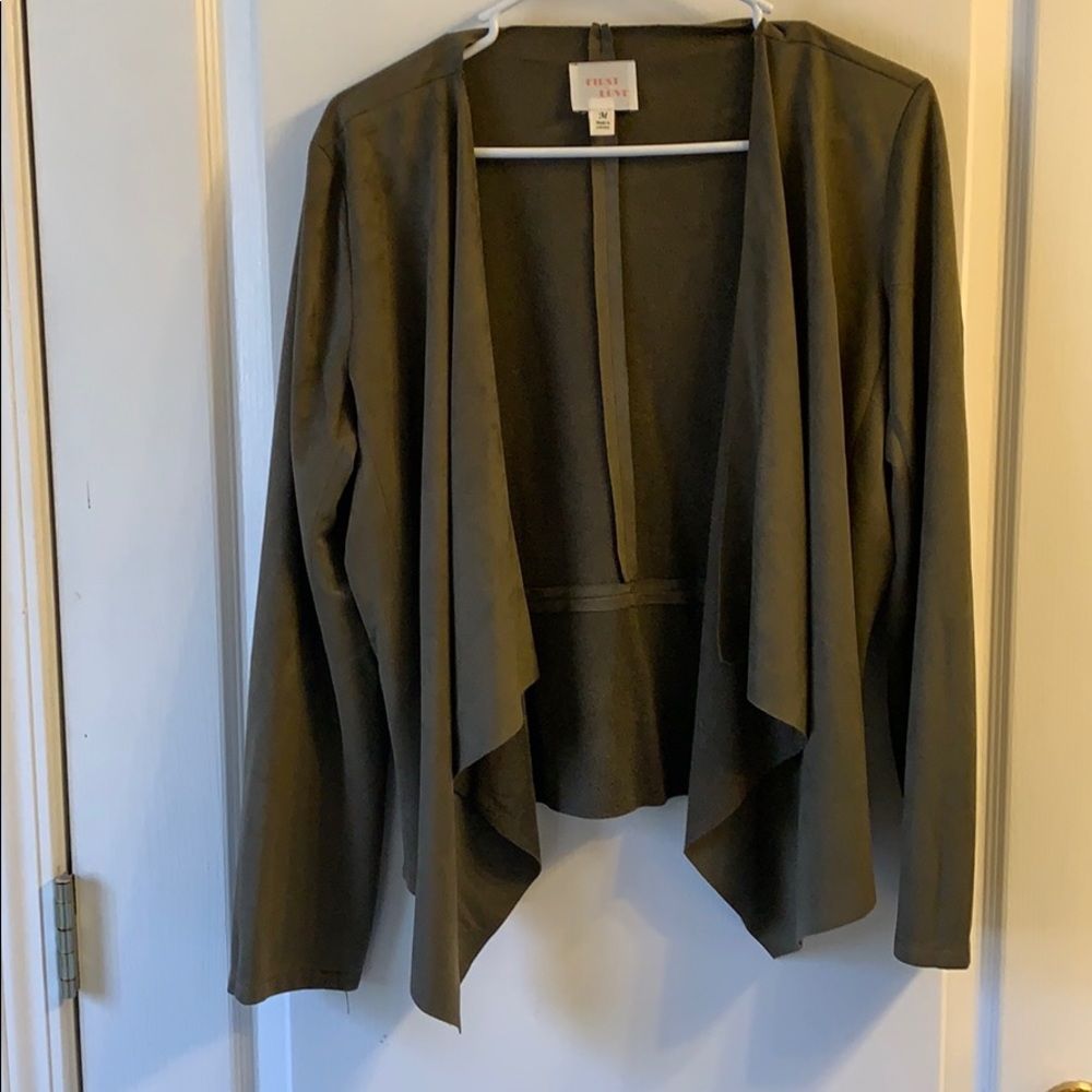 Olive green suede like material- short blazer
